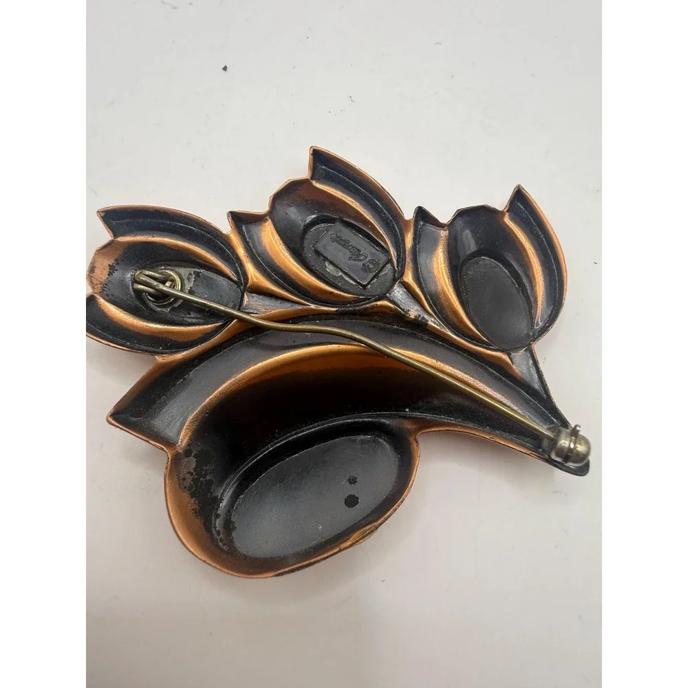 Renoir Copper‎ Tulip Brooch Mid Century Modern Floral Vintage Pin